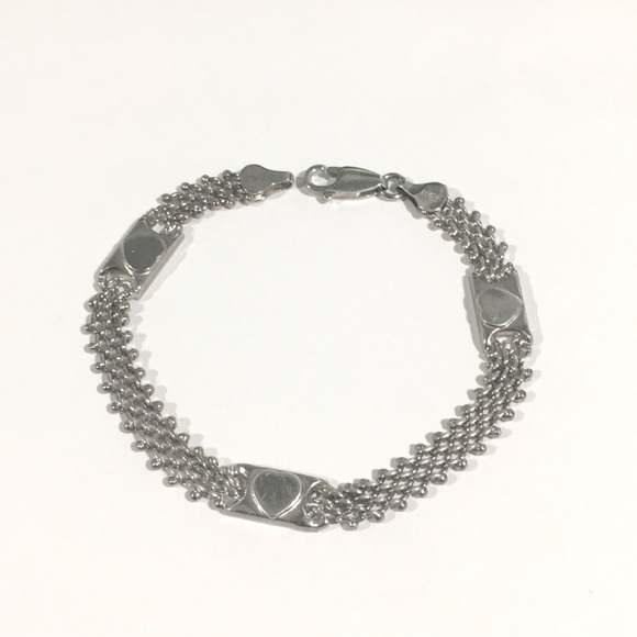 Vintage Sterling Silver Heart Charm Bracelet, use discount  Sterling Silver Vintage Heart ❤️ Bracelet
